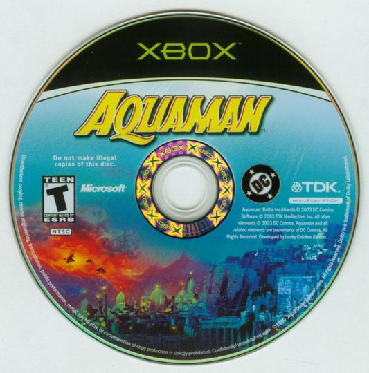 Aquaman: Battle for Atlantis Aquaman Battle for Atlantis Xbox video game DC Comics superhero action adventure console title underwater combat third person action game Xbox original release disc