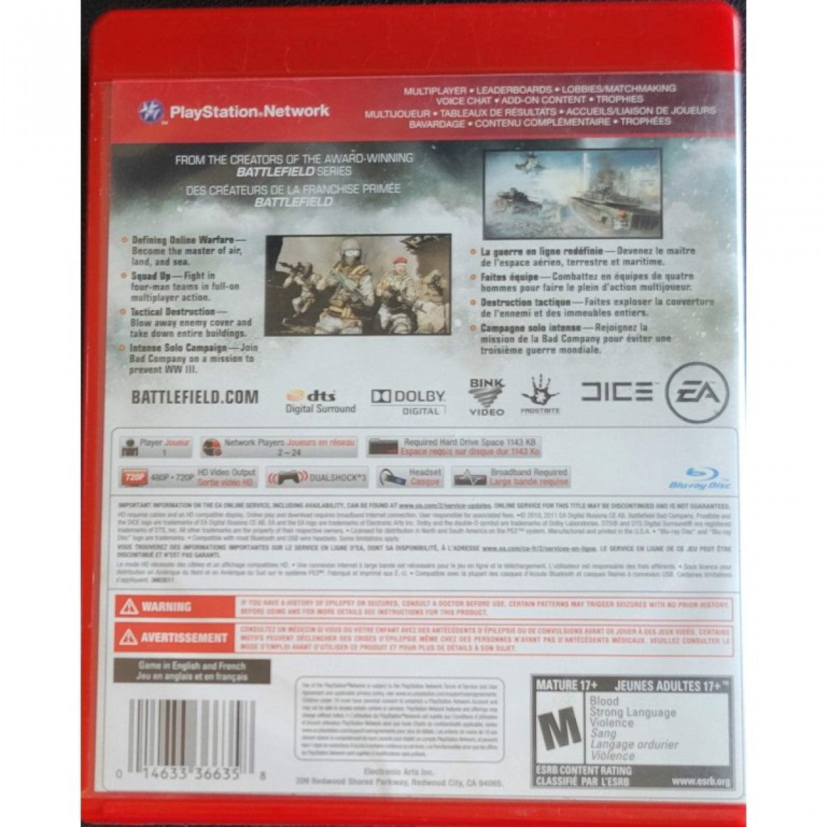 Battlefield Bad Company 2 Greatest Hits PlayStation 3 PS3 for first person shooter video game fans featuring explosive military combat large scale multiplayer battles destructible environments tactical squad gameplay realistic weapons intense battlefield action cinematic campaign experience collectible gaming appeal back cover