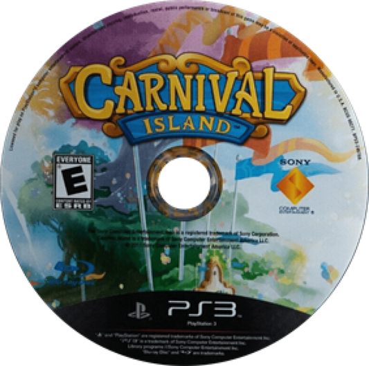 Carnival Island PlayStation 3 PS3 for family friendly party game fans featuring colorful carnival attractions arcade mini games amusement park environments fun challenges motion controlled gameplay multiplayer activities and entertaining carnival themed action collectible Sony PlayStation gaming appeal disc
