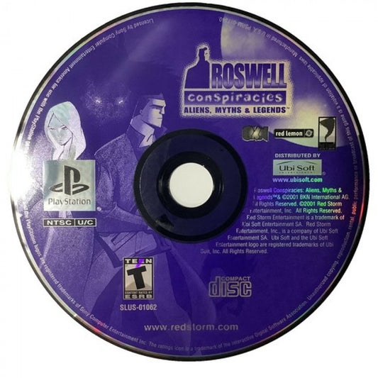 Roswell Conspiracies retro sci-fi action adventure game for PlayStation 1 (PS1) disc
