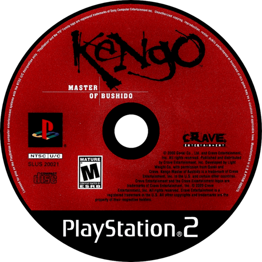 Kengo: Master of Bushido disc art for Playstation 2 (PS2) video game