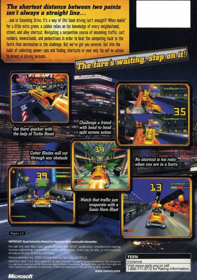 Smashing Drive back cover art for Xbox (XBOX) video game
