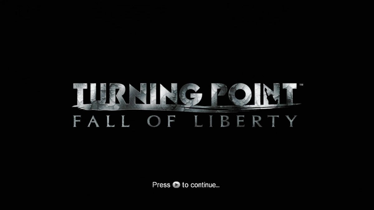 Turning Point: Fall of Liberty start screen for Xbox 360 (X360) alternate history first-person shooter video game