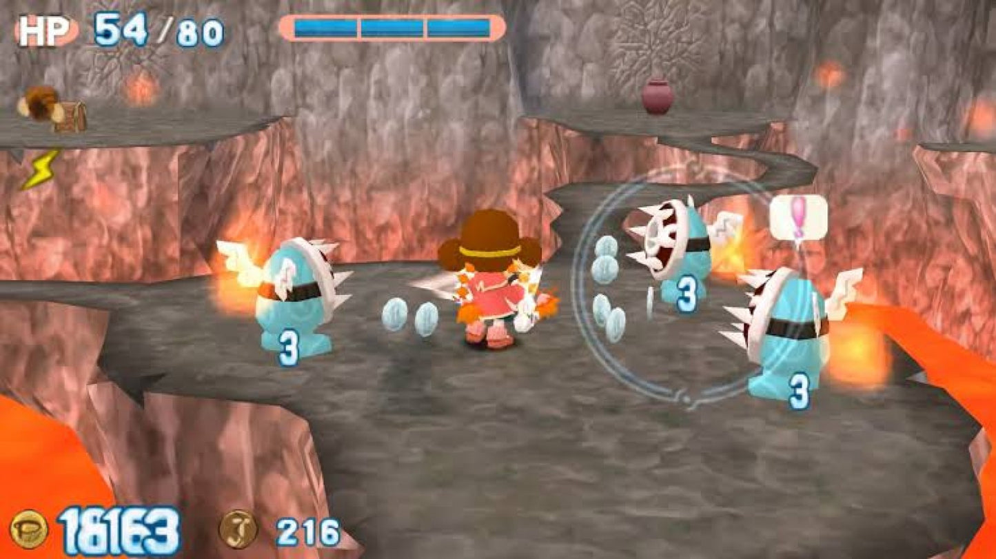 Gurumin A Monstrous Adventure PSP inspired design featuring charming action role playing adventure aesthetic whimsical monster filled world colorful anime inspired visuals fast paced combat imaginative exploration lovable characters and family friendly fantasy gameplay presentation gameplay