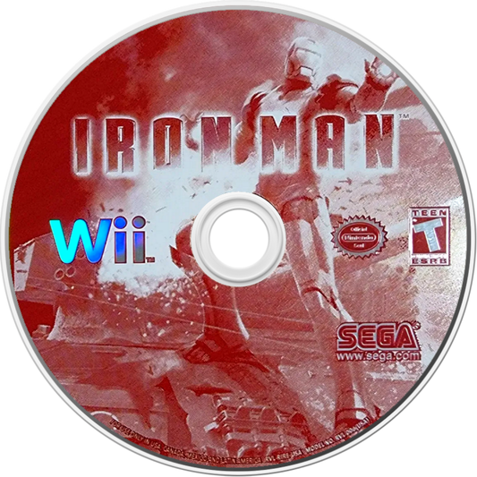 Iron Man Nintendo Wii Wii video game featuring action adventure gameplay Iron Man armored combat repulsor blasts missile attacks enemy battles flight missions superhero action and classic Nintendo Wii gameplay retro video game collection collectible gaming appeal game disc
