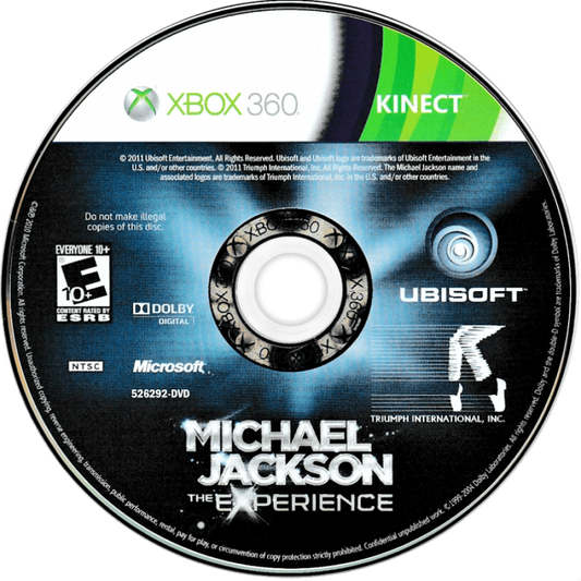 Michael Jackson: The Experience disc for Xbox 360 (X360) motion-controlled dance rhythm video game