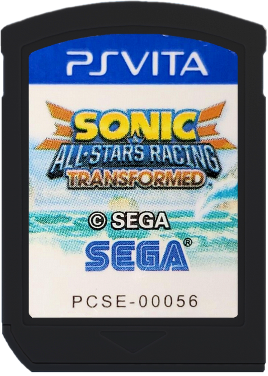 Sonic & All-Stars Racing Transformed PlayStation Vita video game, arcade racing action, transforming vehicles, multiplayer gameplay, handheld console title cartridge