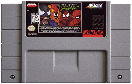 Separation Anxiety SNES game cartridge for the Super Nintendo system.