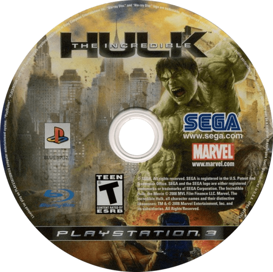 The Incredible Hulk disc art for PlayStation 3 (PS3) video game