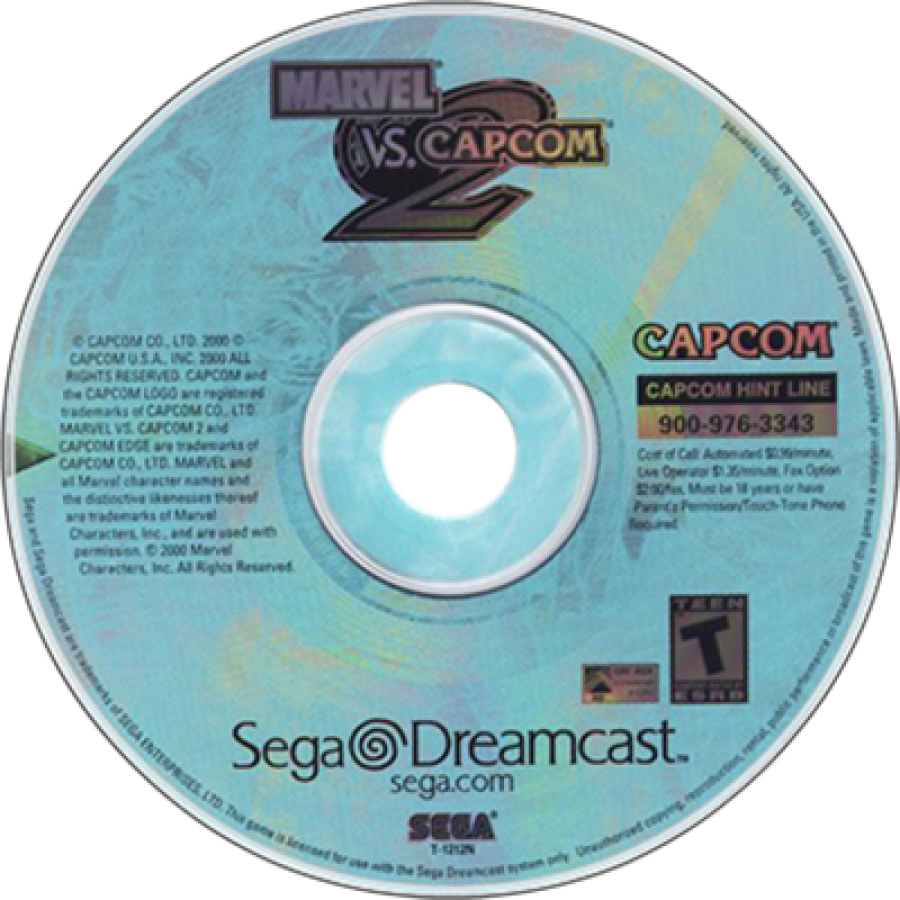 Marvel vs. Capcom 2 Dreamcast featuring fast-paced 2D fighting gameplay with iconic Marvel and Capcom characters disc