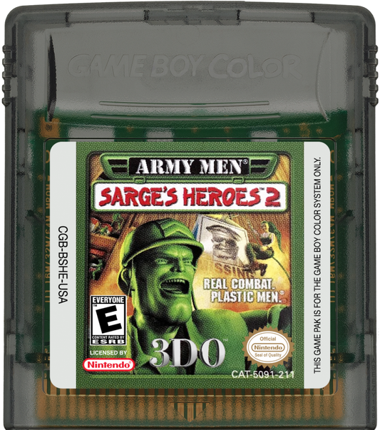 Army Men: Sarge's Heroes 2 cartridge for Game Boy Color (GBC) video game