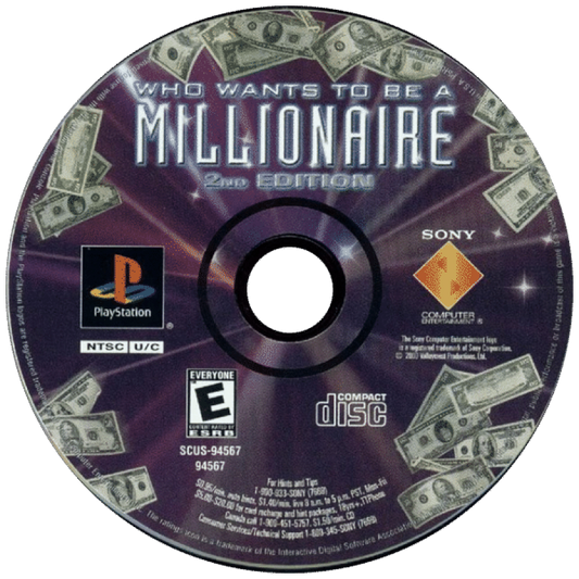 Who Wants To Be A Millionaire: 2nd Edition disc for PlayStation 1 (PS1) quiz show video game