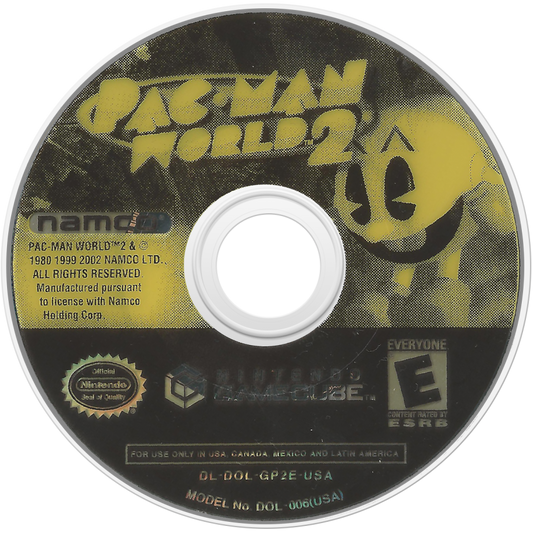 Pac-Man World 2 disc for Nintendo GameCube (GC) platforming adventure video game