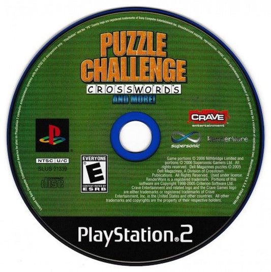 Puzzle Challenge: Crosswords and More – PlayStation 2 (PS2) video game disc, puzzle and word game collection.