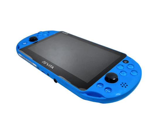 PlayStation Vita PS Vita 2000 Slim Blue handheld gaming system featuring slim lightweight design vibrant LCD display dual analog sticks front and rear touch controls built in cameras Wi Fi connectivity downloadable PlayStation games portable Sony gaming rechargeable battery collectible gaming appeal