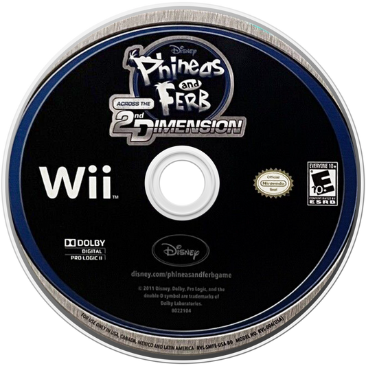 Phineas and Ferb Across the Second Dimension Wii inspired design featuring animated action adventure aesthetic dimensional travel storyline inventive gadgets colorful cartoon worlds cooperative gameplay Disney family friendly fun nostalgic Nintendo Wii presentation disc