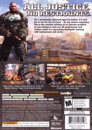 Crackdown back of case for Xbox 360 (X360) open-world action video game