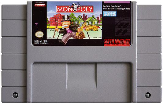 Monopoly cartridge for Super Nintendo Entertainment System SNES retro video game