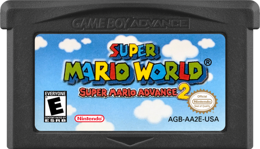 Super Mario Advanced 2: Super Mario World cover art for Game Boy Advance (GBA) video game game cartridge