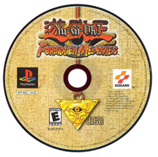 Yu-Gi-Oh! Forbidden Memories disc for PlayStation 1 (PS1) card battle video game