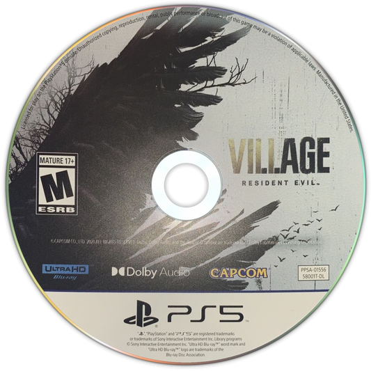 Resident Evil Village PS5 game featuring intense survival horror gameplay, first-person action, and a dark atmospheric storyline on PlayStation 5 disk