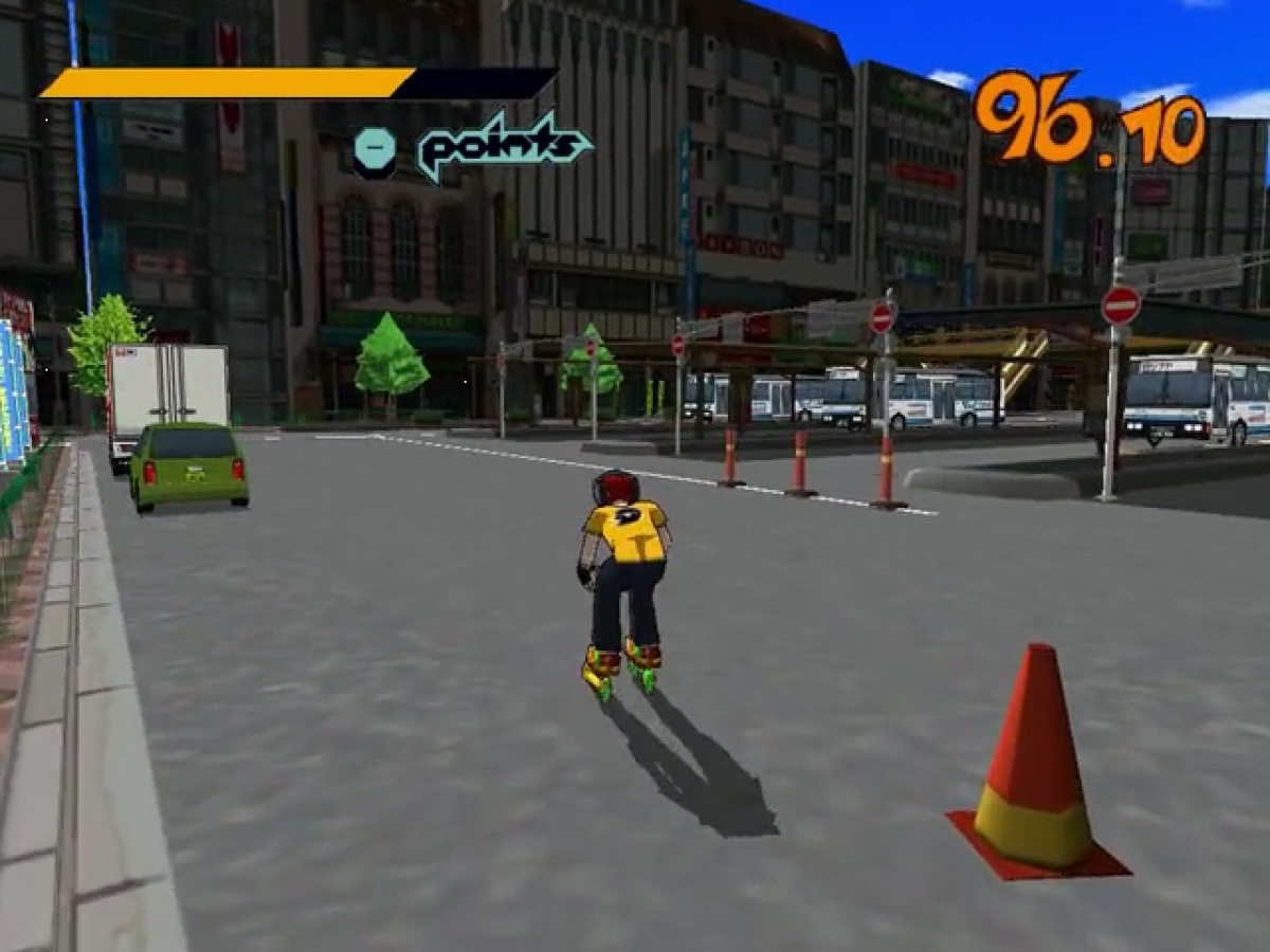 Jet Grind Radio Dreamcast featuring cel-shaded street skating gameplay with graffiti art and urban city style gameplay
