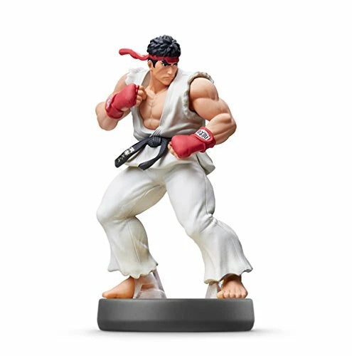 Ryu Super Smash Bros Amiibo sealed figure featuring the Street Fighter martial artist in fighting stance with detailed sculpt NFC functionality for in game bonuses compatible with Nintendo Switch Wii U and 3DS and collectible Nintendo figure from the Super Smash Bros series figure