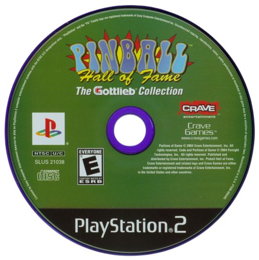 Pinball Hall of Fame: The Gottlieb Collection – PlayStation 2 (PS2) video game disc, pinball simulation game.