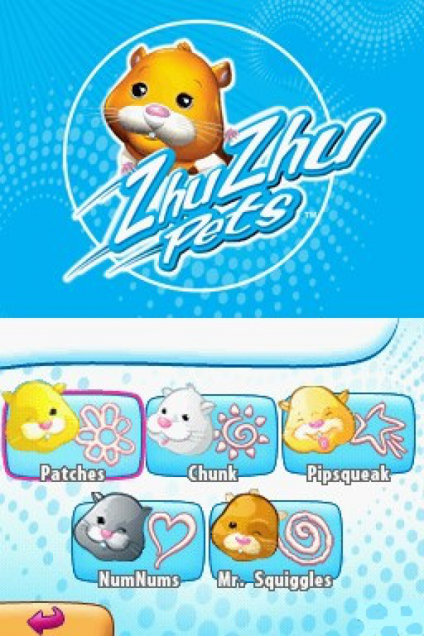 Zhu Zhu Pets home screen for Nintendo DS (DS) virtual pet simulation video game