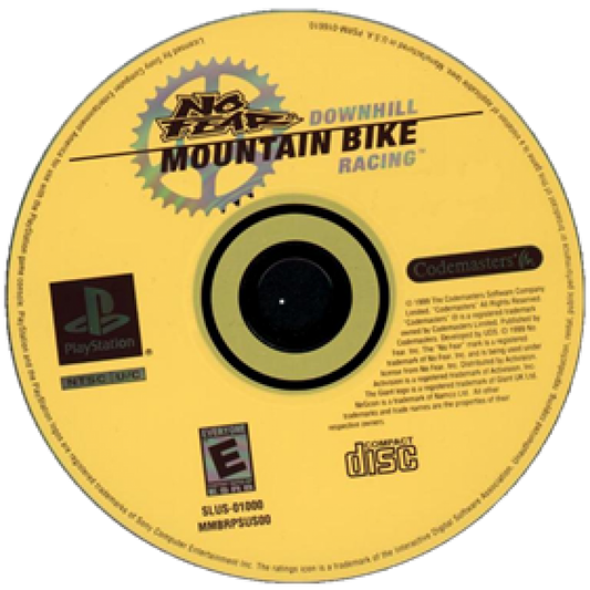 No Fear Downhill Mountain Bike Racing disc for PlayStation 1 (PS1) video game