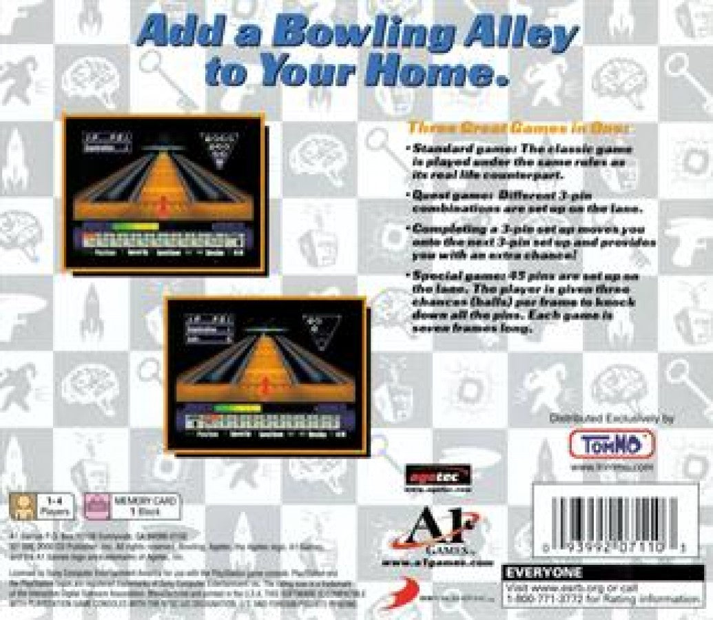Bowling back of case for PlayStation 1 (PS1) retro video game