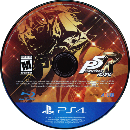 Persona 5 Royal Steelbook Edition for PlayStation 4, disc for a Japanese role-playing video game with turn-based combat, social simulation, dungeon exploration, and stylish anime-inspired storytelling