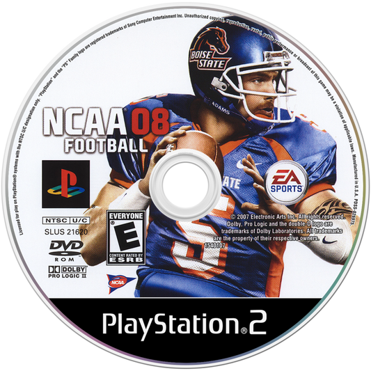 NCAA Football 08 – PlayStation 2 (PS2) college football sports video game disc