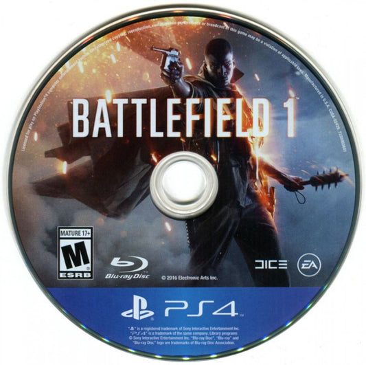 Battlefield 1 disc for PlayStation 4 (PS4) first-person World War I shooter video game