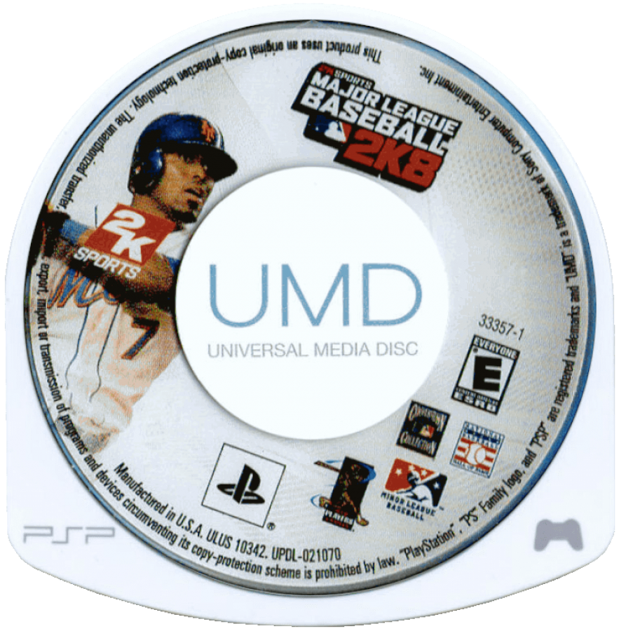 Major League Baseball 2K8 disc for PlayStation Portable (PSP) baseball sports video game