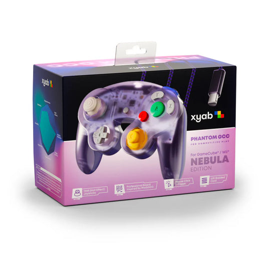 Phantom GCC Competition GameCube controller by XYAB, ergonomic GameCube accessory, high-performance buttons and joystick, ideal for competitive and casual gaming, compatible with Nintendo GameCube, precision controls for fighting and platform games