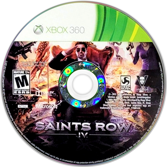 Saints Row IV disc for Xbox 360 (X360) open-world action-adventure video game