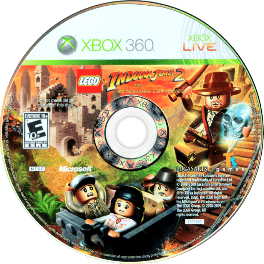 LEGO Indiana Jones 2: The Adventure Continues disc for Xbox 360 (X360) action-adventure video game