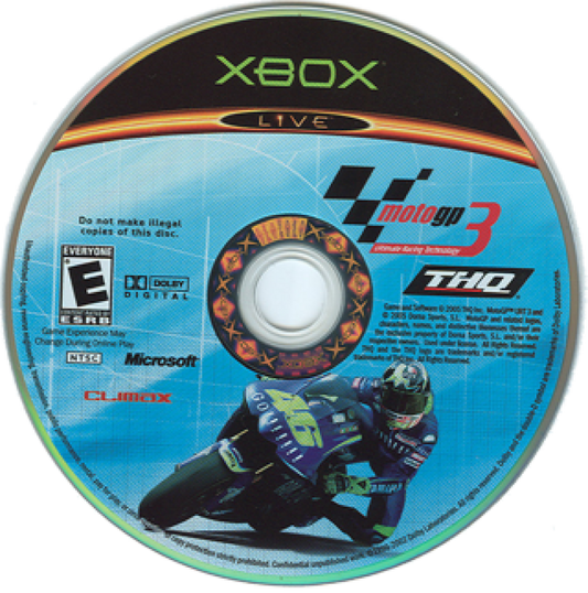 MotoGP 3: Ultimate Racing Technology disc for Xbox (XBOX) video game