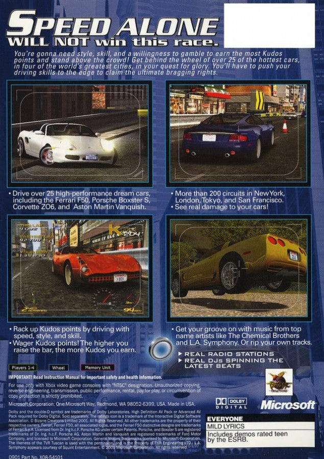 Project Gotham Racing back cover art for Xbox (XBOX) video game