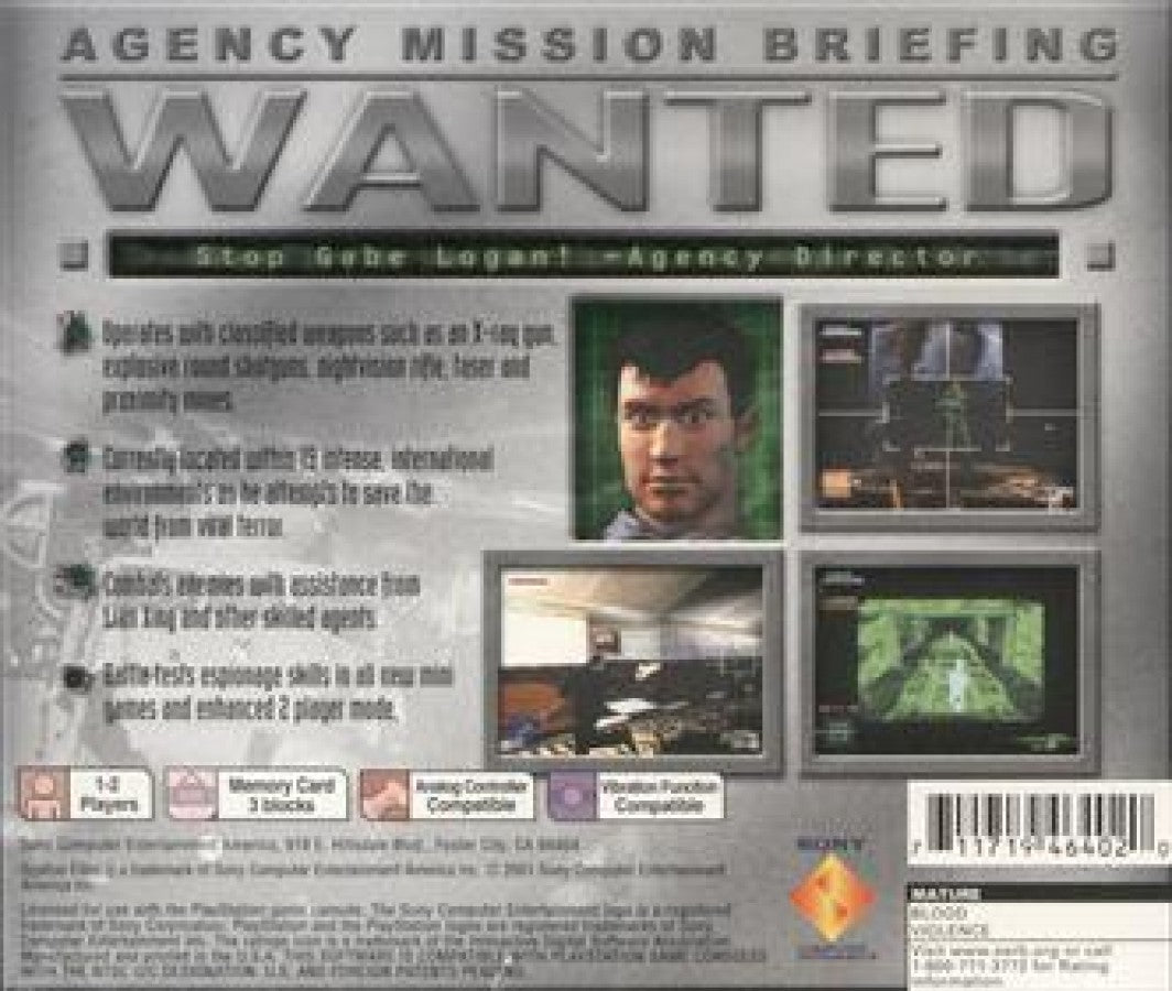 Syphon Filter 3 Greatest Hits PlayStation 1 PS1 for third person action stealth video game fans featuring Gabe Logan and Lian Xing tactical missions espionage gameplay weapon combat enemy encounters stealth objectives cinematic storytelling and classic Sony PlayStation gaming collectible appeal back