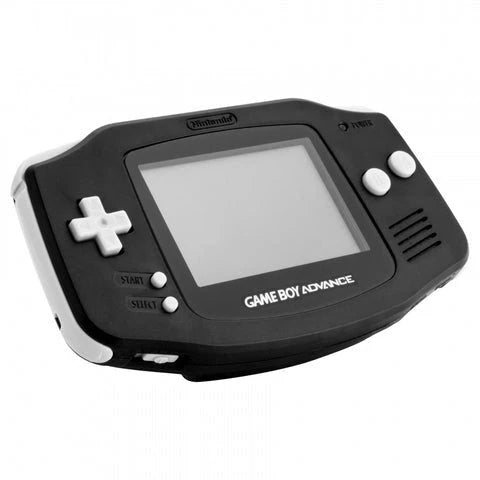 Game Boy Advance Black Console Nintendo Game Boy Advance handheld console in black color portable cartridge based gaming system with directional pad buttons retro gaming device front