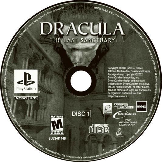 Dracula: The Last Sanctuary retro horror adventure puzzle game for PlayStation 1 (PS1) disc
