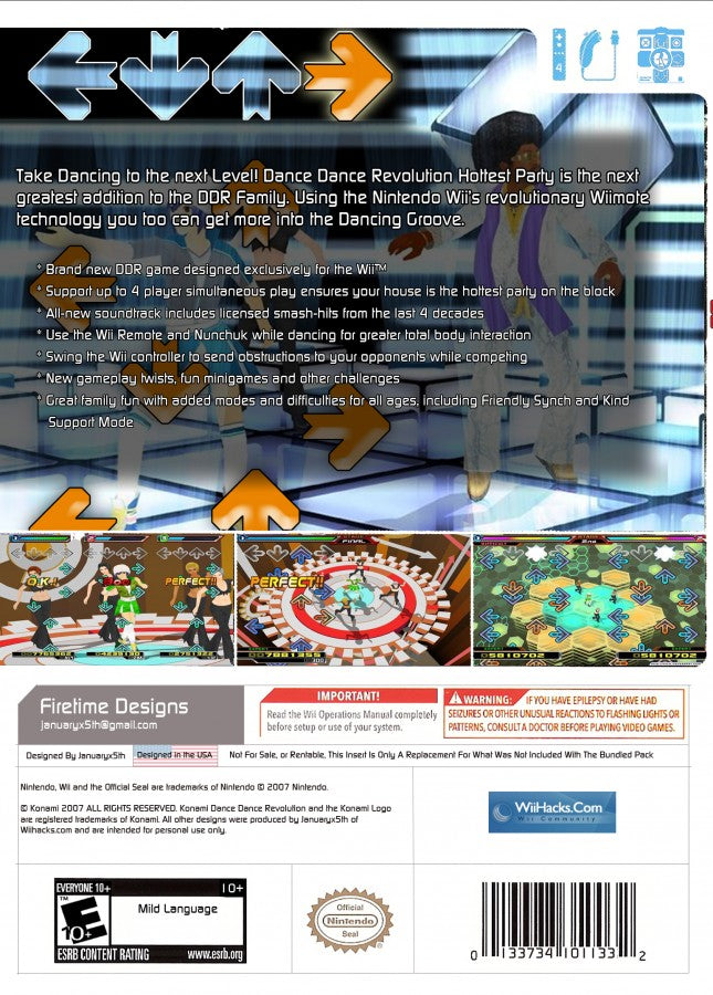 Dance Dance Revolution Hottest Party back cover art for Nintendo Wii (Wii) video game