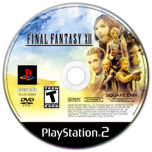 Final Fantasy XII disc for PlayStation 2 (PS2) fantasy role-playing adventure video game