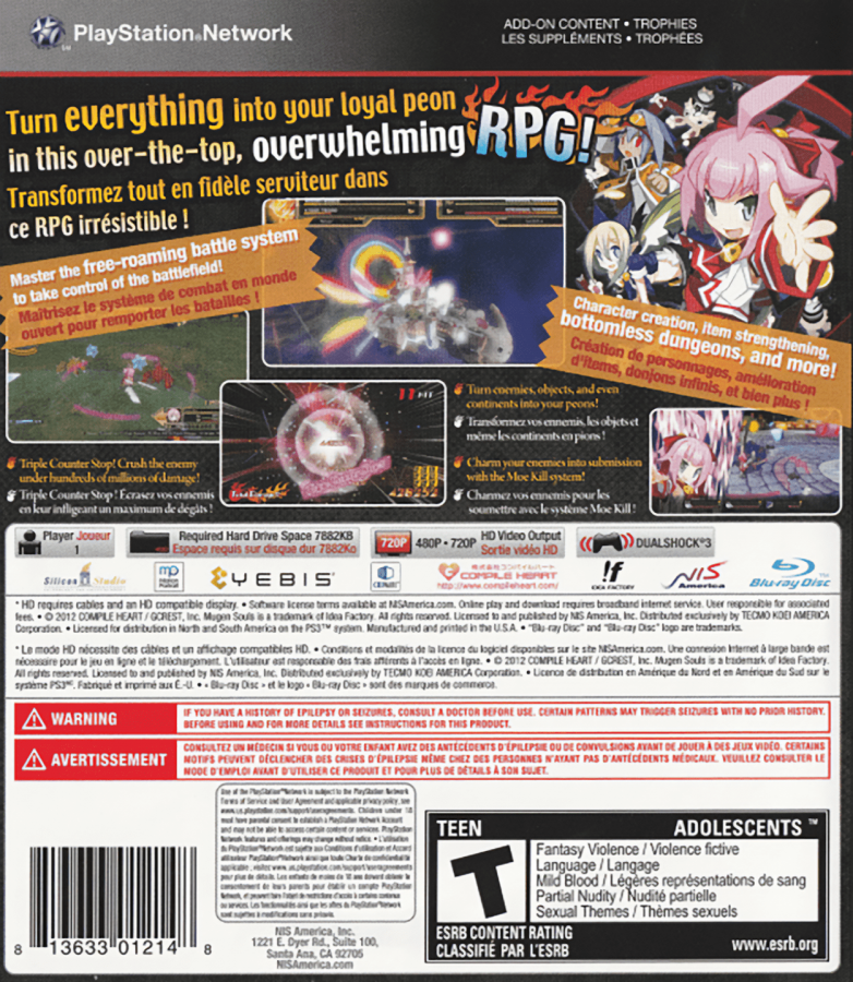 Mugen Souls back cover art for PlayStation 3 (PS3) video game