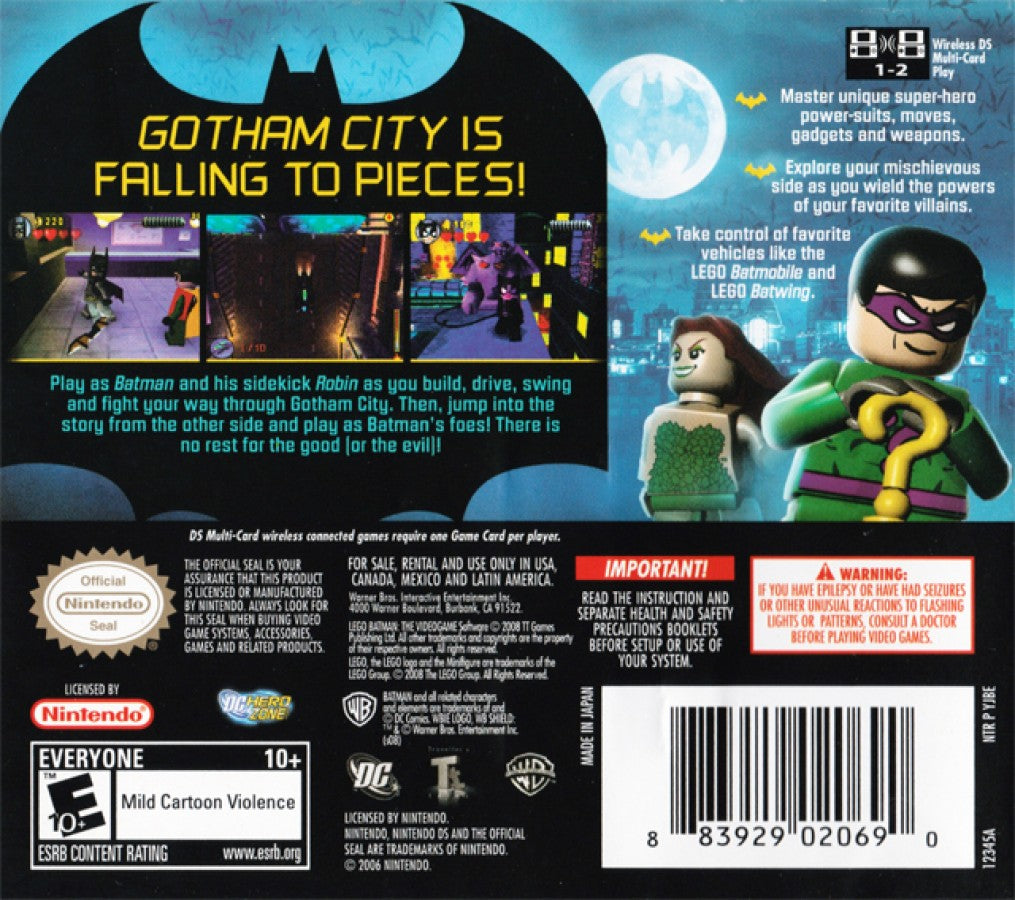 LEGO Batman: The Videogame back of case for Nintendo DS (DS) superhero action adventure video game