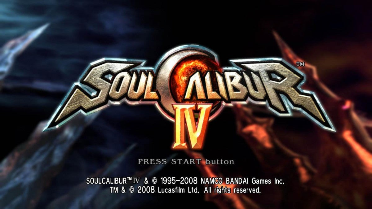 Soul Calibur IV start screen for Xbox 360 (X360) 3D fighting video game