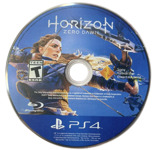 Horizon: Zero Dawn – PlayStation 4 (PS4) video game disc, open-world action RPG exclusive to PS4 set in a lush, post-apocalyptic world