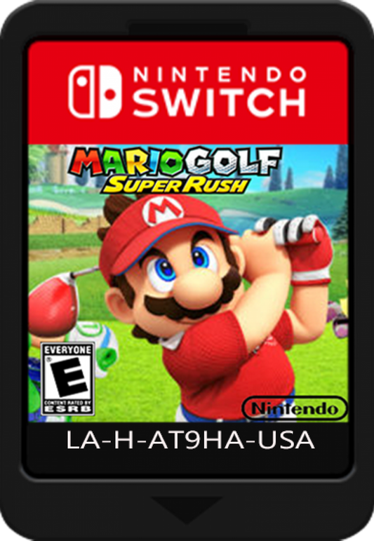 Mario Golf Super Rush for Nintendo Switch arcade golf sports game featuring Mario characters speed golf motion controls multiplayer tournaments and colorful courses cartridge